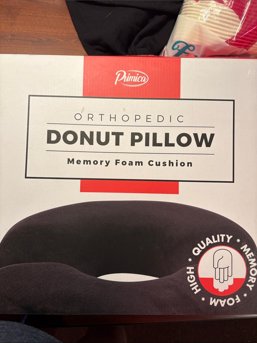 Orthopedic Donut Pillow Memory Foam Cushion - Black
